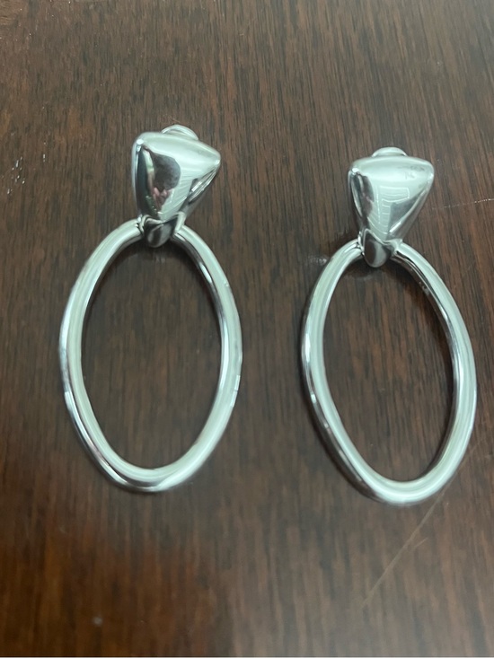 Monet Jewelry - Monet Clip On Earrings Dangle Door Knocker Silver Toned Signed